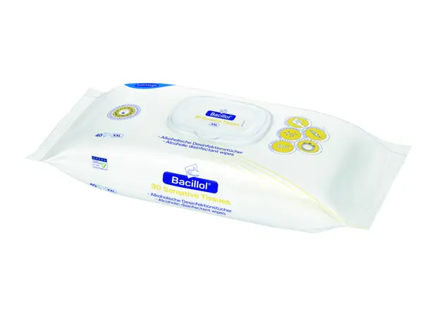 Bacillol 30 Sensitive Tissues Flowpack à 40 lignettes XXL 250 x 380 mm