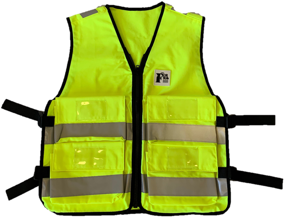 Gilet tissu jaune avec 4 poches, L - XL