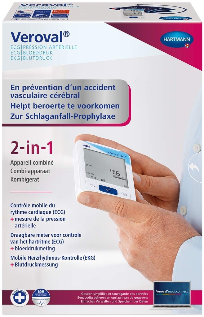 Veroval® Appareil combiné ECG et tensiomètre 2 en 1 Appareil combine 2 en 1 (ECG et MPA)