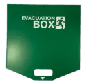 Box d'évacuation verte en acier, vide