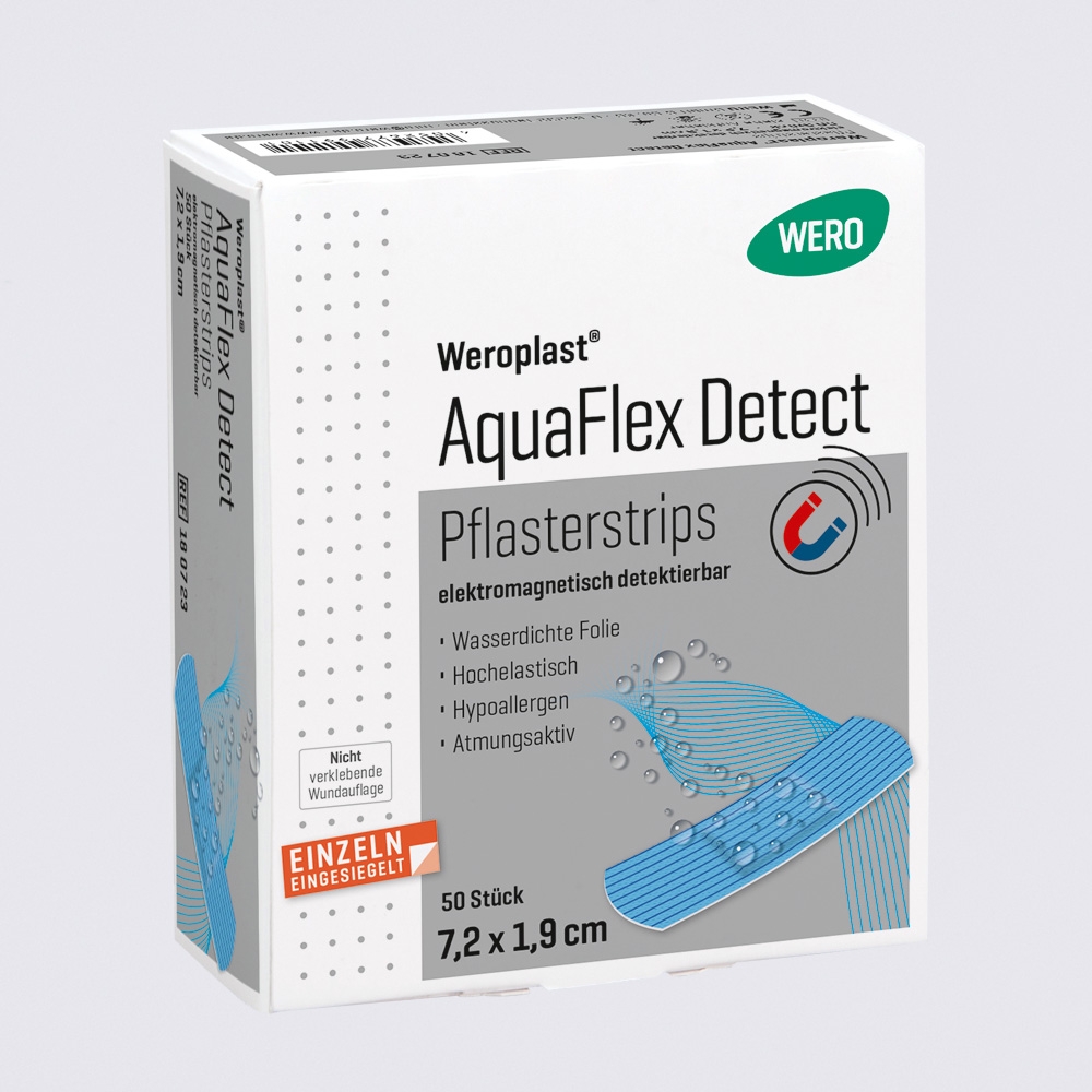 Strips de pansement Weroplast® AquaFlex Detect, 7.2 x 1.9 cm