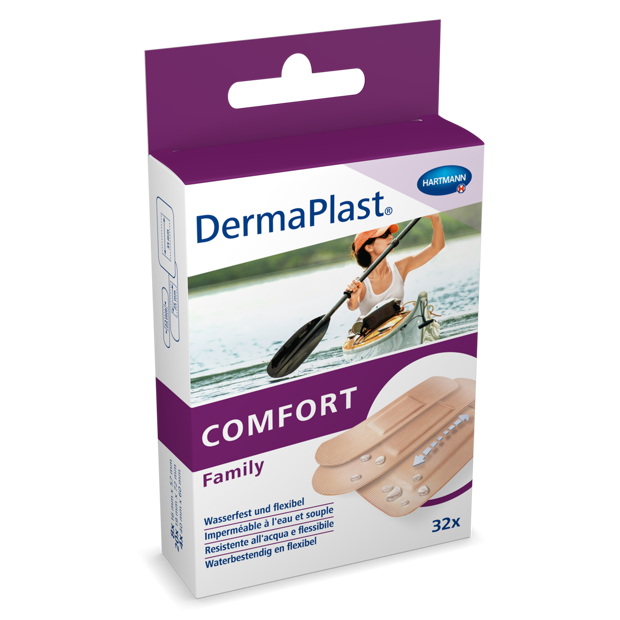 DermaPlast® Comfort Pansement adhésif Family, strips emballés individuellement 3 grandeurs assorties
