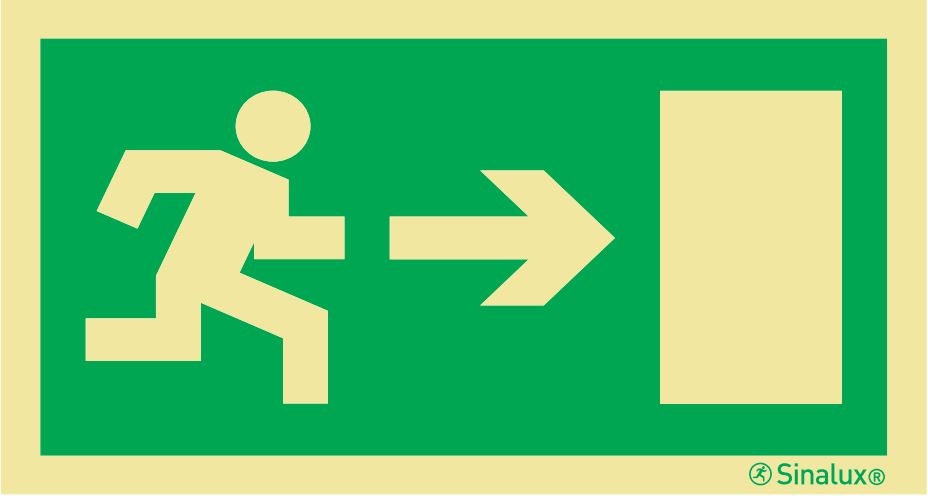 Signalisation Sortie porte à droite, 1200 x 600mm