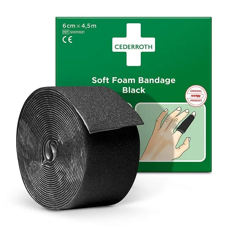 Pansement exempt de colle Cederroth, 4.5 m x 6 cm - noir