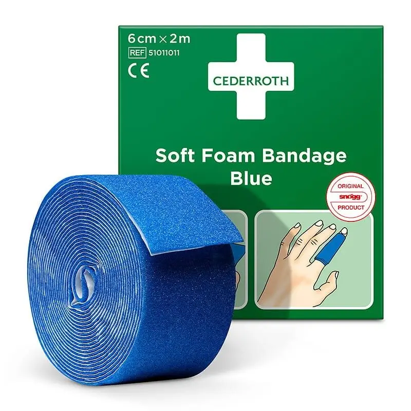 Pansement exempt de colle Cederroth, 2 m x 6 cm - bleu