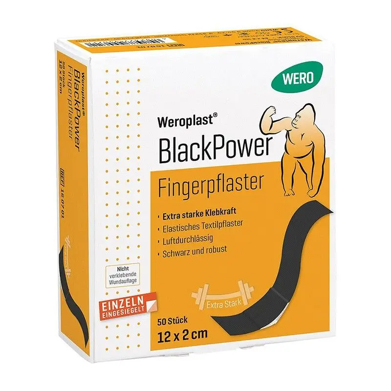Pansements de doigts Weroplast® BlackPower 12 x 2 cm
