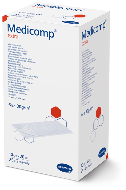 Compresses stériles Medicomp® extra 6 plis 10 x 20 cm,  25 x 2 pièces