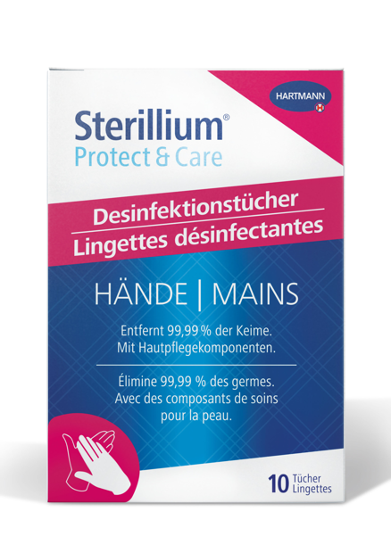 Sterillium® Protect & Care Lingettes désinfectantes pour les mains 10 lingettes emballées individuellement