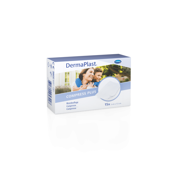 Compresses Plus absorbantes DermaPlast®  5 x 7.5cm, 15 pièces