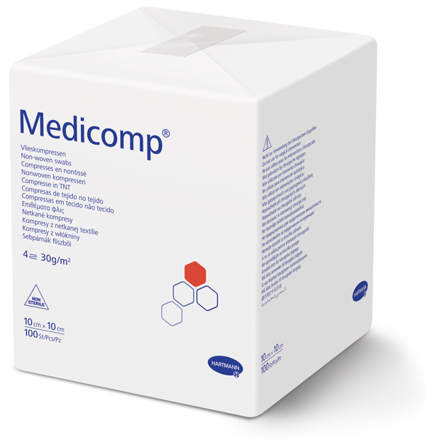 Compresses non stériles Medicomp® 4 plis 10 x 10cm, 100 pièces