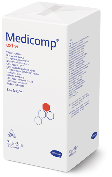 Compresses non stériles Medicomp® extra 6 plis 7.5 x 7.5 cm, 100 pièces