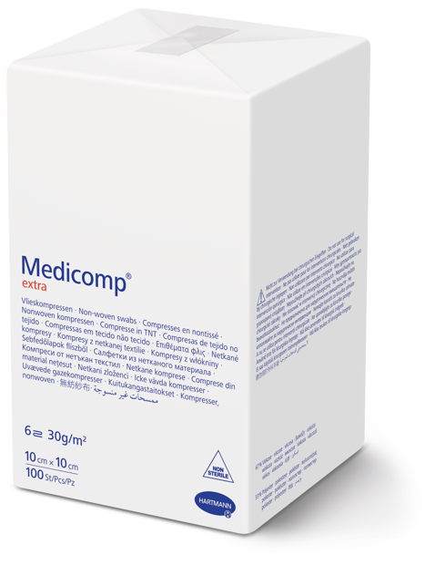Compresses non stériles Medicomp® extra 6 plis 10 x 10 cm, 100 pièces