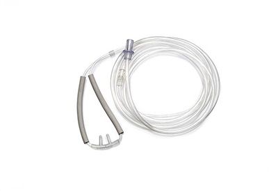 Canule nasale à oxygène adulte, embout courbe et protection mousse avec tuyau 2.1m