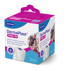 DermaPlast® easy-rip, bande de fixation et de soutien cohésive et déchirable blanc 6 cm x 4 m