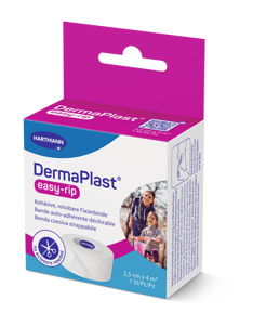 DermaPlast® easy-rip, bande de fixation et de soutien cohésive et déchirable blanc 2.5 cm x 4 m