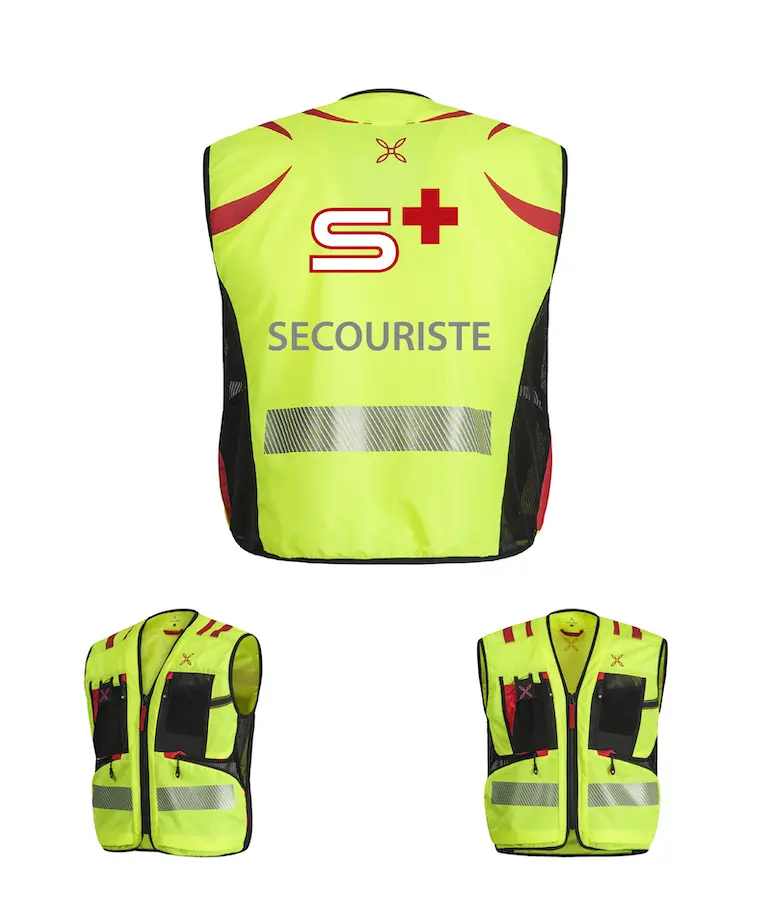 Gilet MONTURA OPERATOR BASIC 2.0 VEST avec logo S+ et inscription SECOURISTE en gris réfléchissant