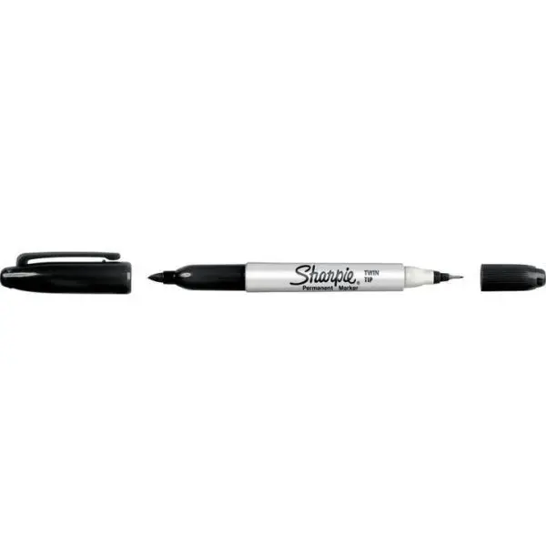 Marqueur permanent Sharpie pour carte TCCC « Twin Tip » , deux pointes, noir