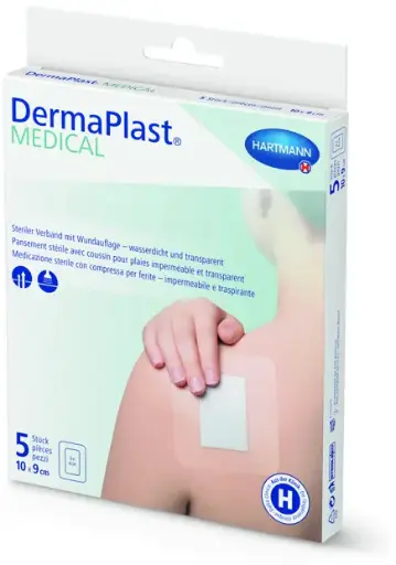 [531421] DermaPlast® Medical Pansement transparent stérile avec coussin absorbant 5pces 10 x 9cm
