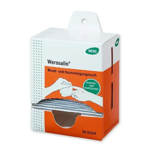 [51068] Lingette de nettoyage des plaies et de la peau Werosalin®, 30 pces