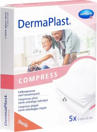 [226010] DermaPlast® Compresses de gaze pliées stérile 5 x 5 cm, 5x2 pièces
