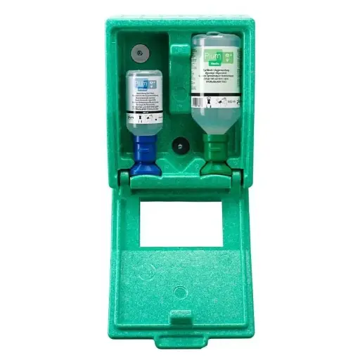 [464231] Station d'urgence oculaire 200/500 ml en boîte murale 1 set - PLUM