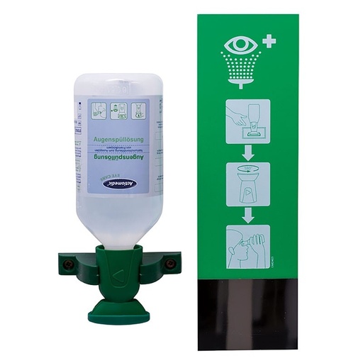 [999.931.00002] Bouteille de rinçage oculaire NaCl 500ml + support