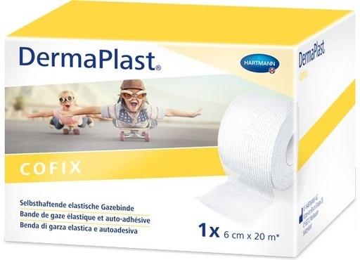 [434830] DermaPlast® CoFix Bande auto-adhésive blanche, rouleau économique, en boîte 20 m x 6 cm