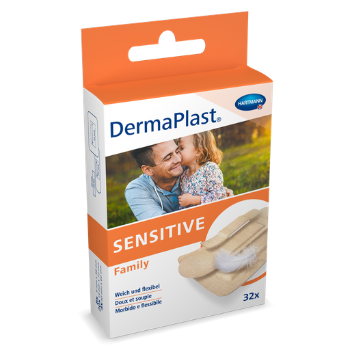 [524860] DermaPlast® Sensitive couleur chair Family, strips emballés individuellement 3 grandeurs assorties