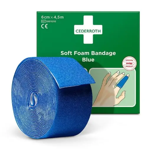 [51011010] Pansement exempt de colle Cederroth, 4.5 m x 6 cm - bleu