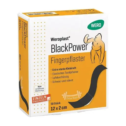 [160701] Pansements de doigts Weroplast® BlackPower 12 x 2 cm