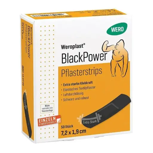 [160706] Strips de pansement Weroplast® BlackPower  7,2 x 1,9 cm