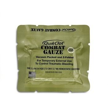 [200] QuikClot Combat Gauze Z-Fold - CE, 7.5cm x 3.7m - stérile