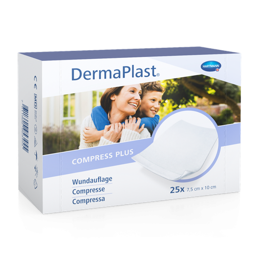 [550311] Compresses Plus absorbantes DermaPlast® 7.5 x 10cm, 25 pièces