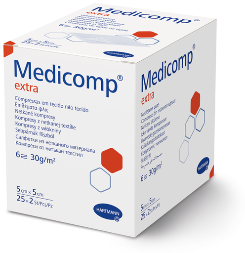 [411078] Compresses stériles Medicomp® extra 6 plis 5 x 5 cm, 25 x 2 pièces