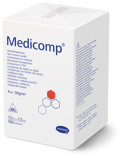 [421823] Compresses non stériles Medicomp® 4 plis 7.5 x 7.5 cm, 100 pièces