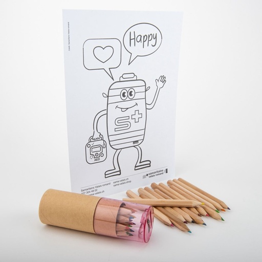 [M_D2x_C1x] Dessin A5 + 12 crayons de couleur (Mascotte Samaritains Valais romand)