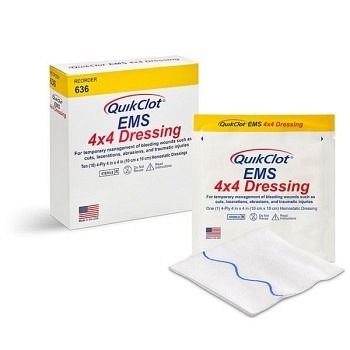 [636] Compresse hémostatique QuikClot® EMS 10x10cm - 10 pièce