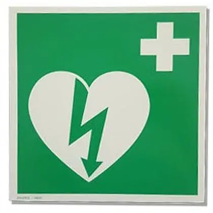 [6000-4844] Panneau AED Logo standardisé défibrillateur vert/blanc réfléchissant