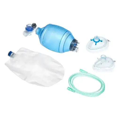[4801055004] Set complet ballon de ventilation adulte avec soupape de surpression avec masques taille 4 + 5