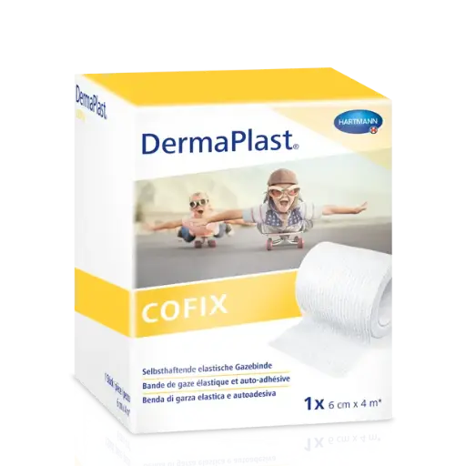 [434730] DermaPlast® CoFix Bande auto-adhésive blanche, en boîte 4 m x 6 cm
