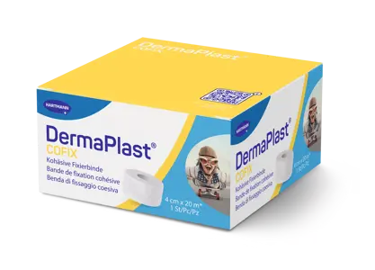 [434820] DermaPlast® CoFix Bande auto-adhésive blanche, rouleau économique, en boîte 20 m x 4 cm