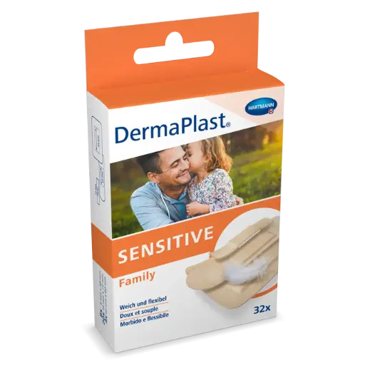 [524860] DermaPlast® Sensitive couleur chair Family, strips emballés individuellement 3 grandeurs assorties